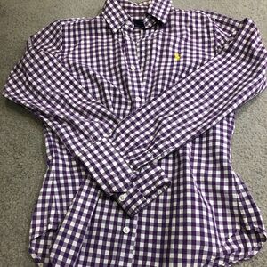 Ralph Lauren Purple Checkered Shirt with Logo